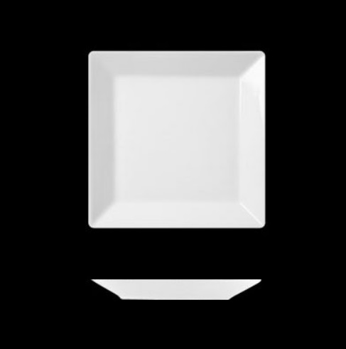 Assiette carrée plate 21x21cm  en porcelaine blanche- Promotion