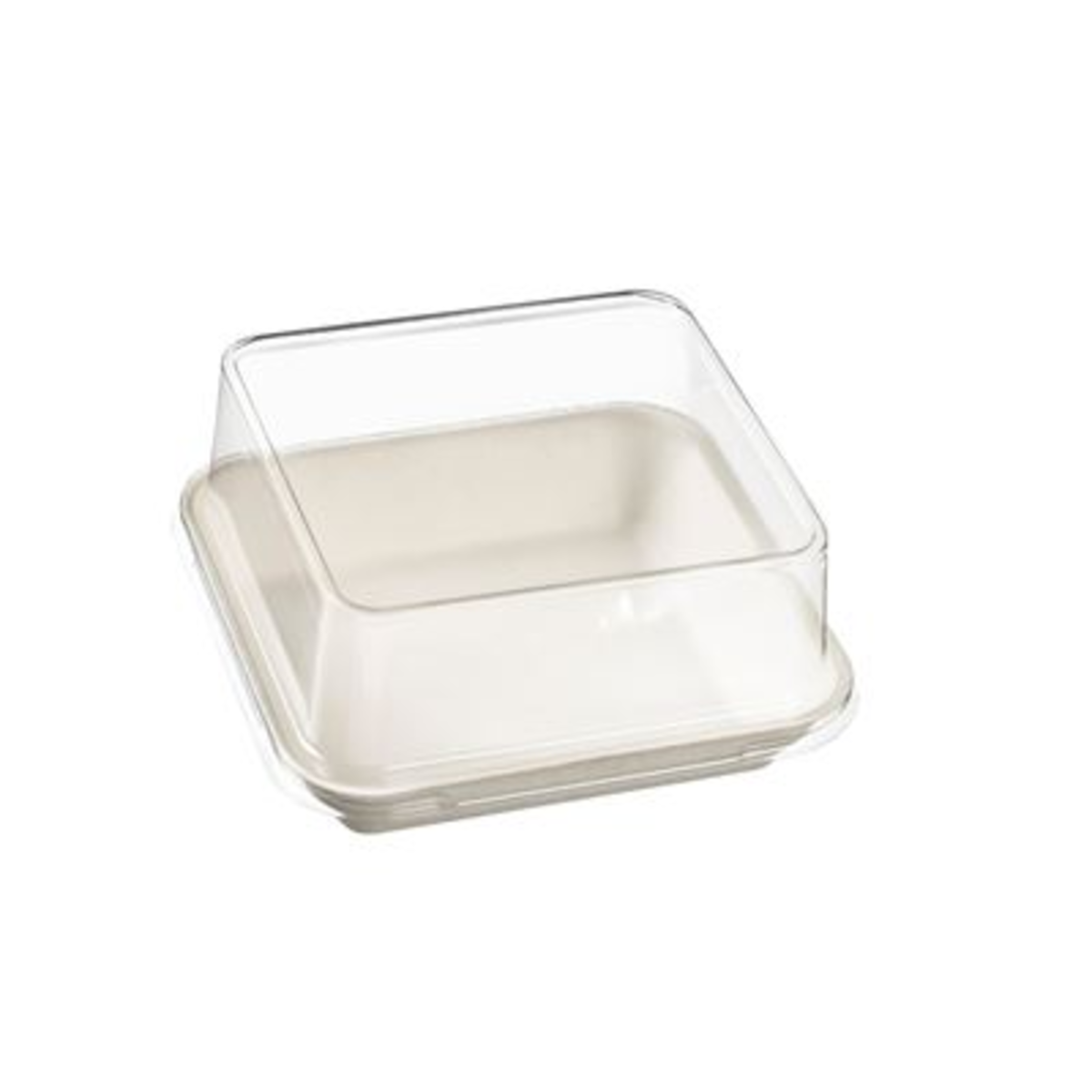 Assiette jetable carrée Kanopée pulpe de canne blanc 2 x 10 x 10 cm x 200 Solia - VF40161