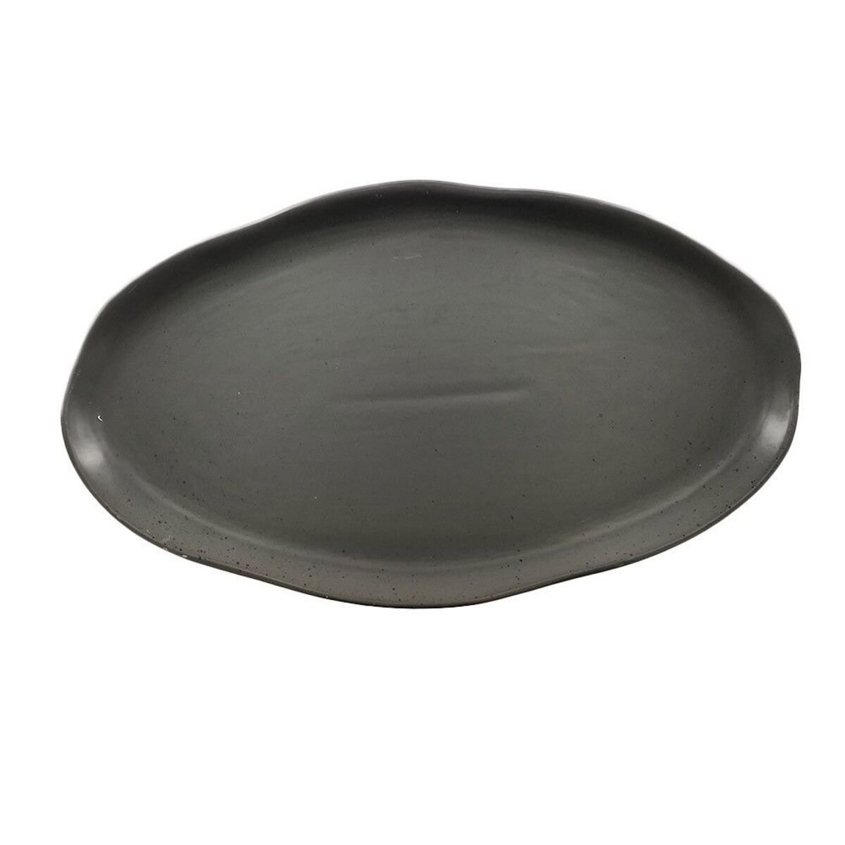 Assiette plate ovale gris ciment mat en grès 37,5 cm - par 36
