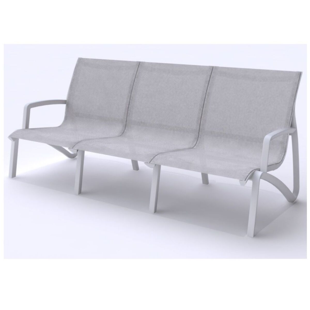 Banquette 3 places en toile coloris blanc avec accoudoir grosfillex - par 2