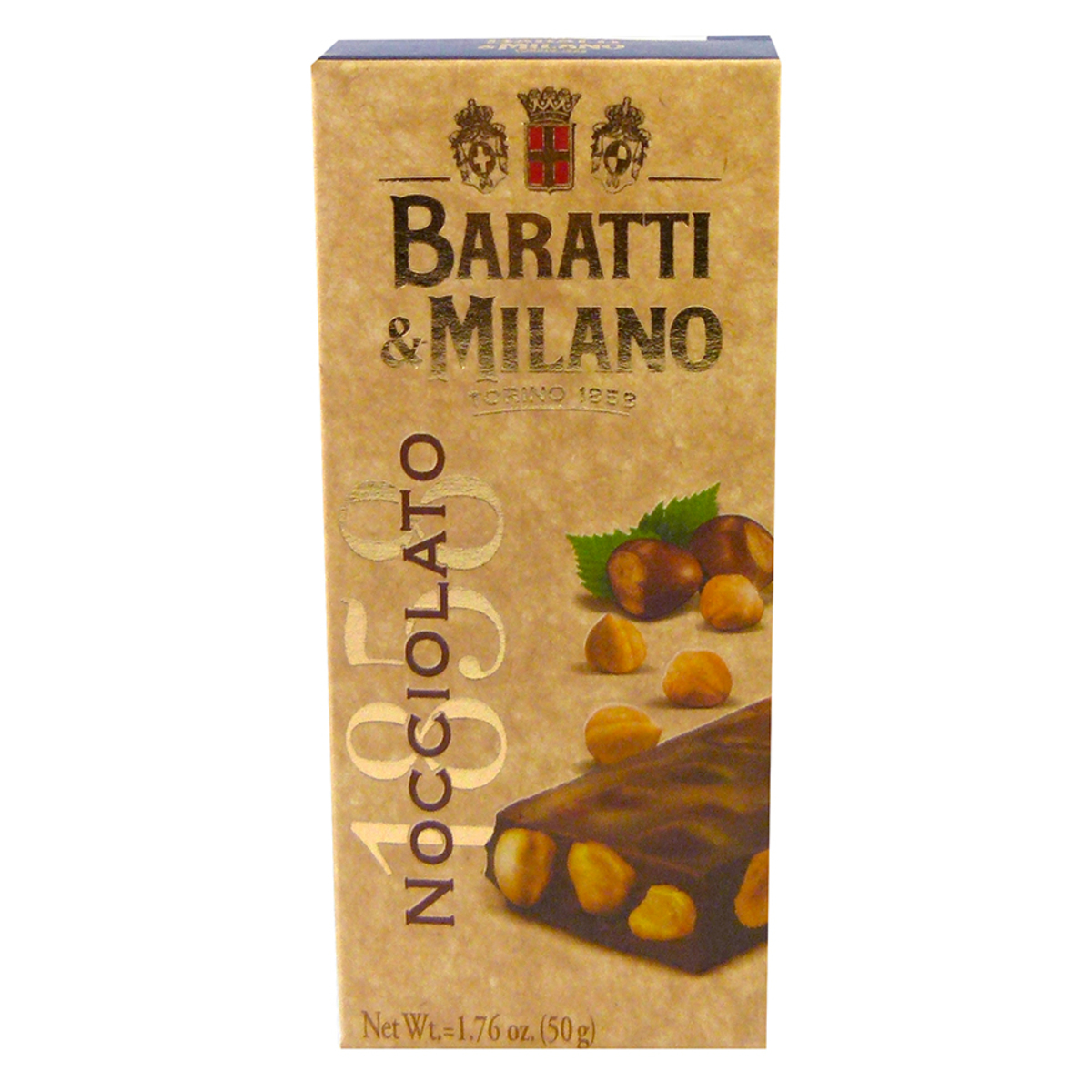 Barre de chocolat au lait et aux noisettes Gianduja Baratti Milano 50g