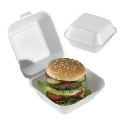 Boîte à hamburger avec couvercle, matériau EPS, 12 cm x 12 cm, blanc