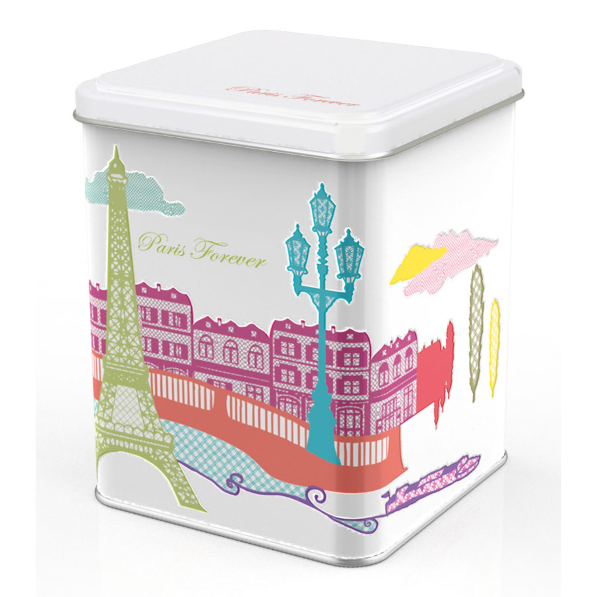 Boîte à thé en métal coloré décor Paris Forever 200g