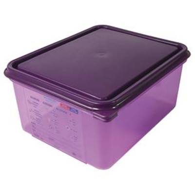 Boîte GN 1/2 pour denrées alimentaires avec couvercle, profondeur : 150 mm, polypropylène, violet, Contacto