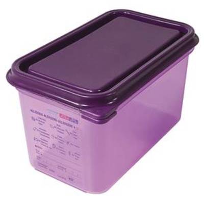 Boîte GN 1/4 pour denrées alimentaires avec couvercle, profondeur : 150 mm, polypropylène, violet, Contacto