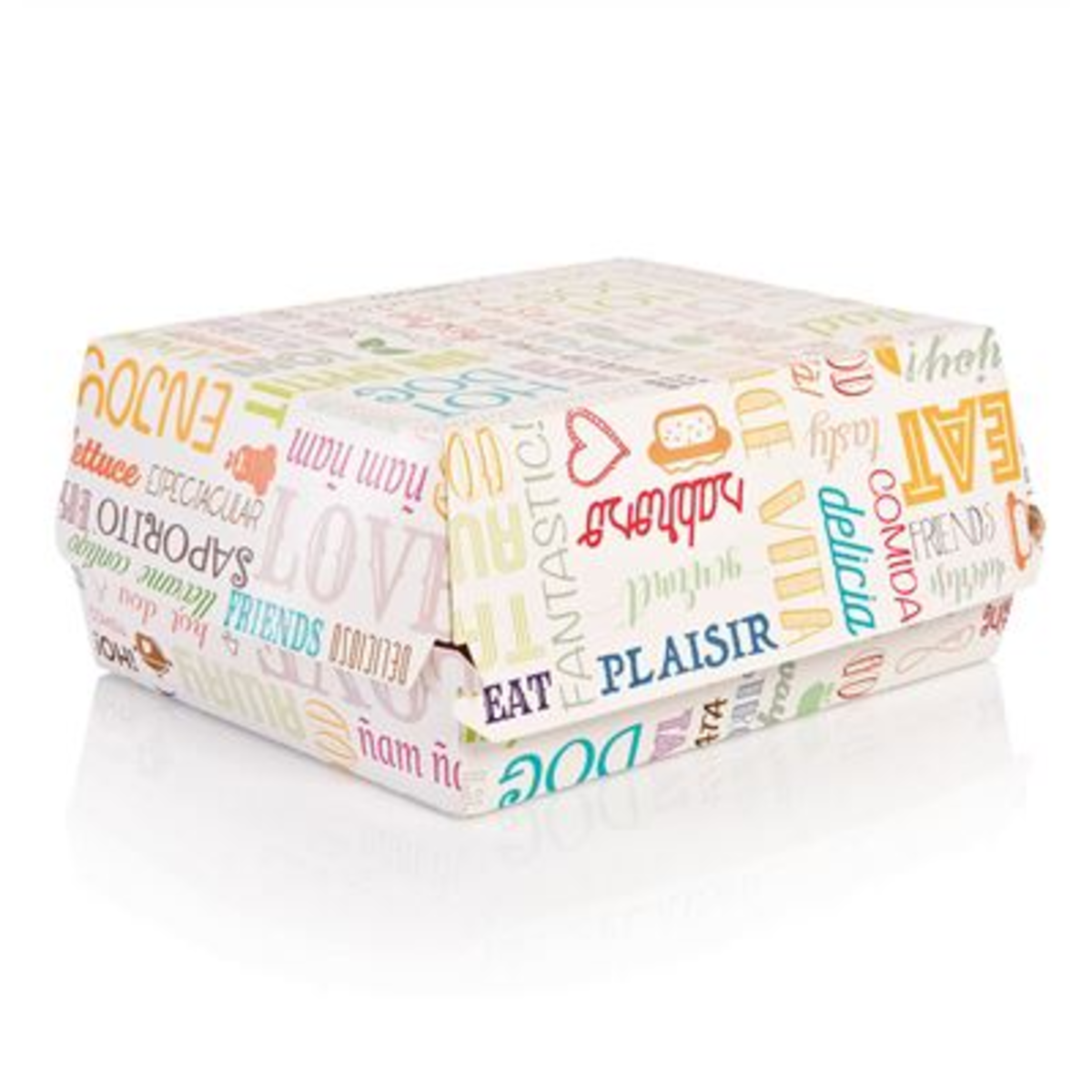 Boîte Lunch Box Parole 22.5x18x9 cm carton blanc x 300 Garcia de Pou - 219.99