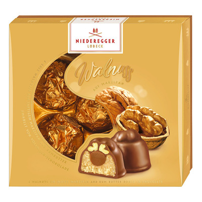 Boîte Niederegger chocolat pâte d'amande et noix 100g