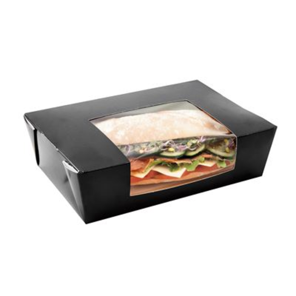 Boîte repas américaine avec fenêtre carton noir 6.5 x 15.2 x 12.1 cm x 300 Garcia de Pou - 216.69