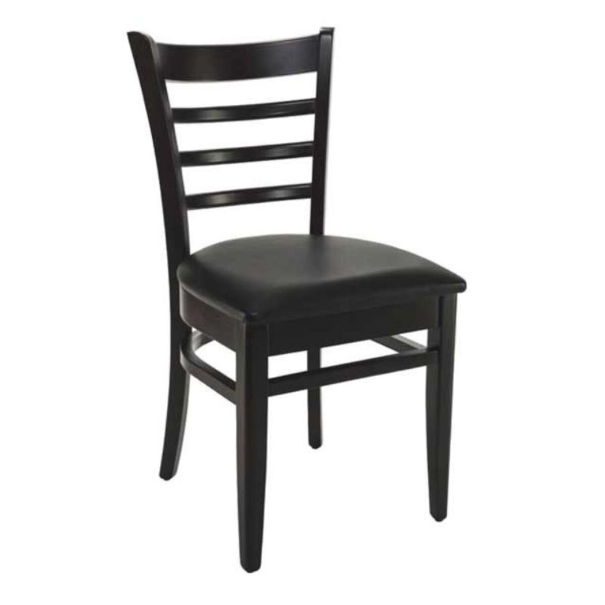 Chaise bistro en bois hêtre avec assise tapissée simili cuir noire