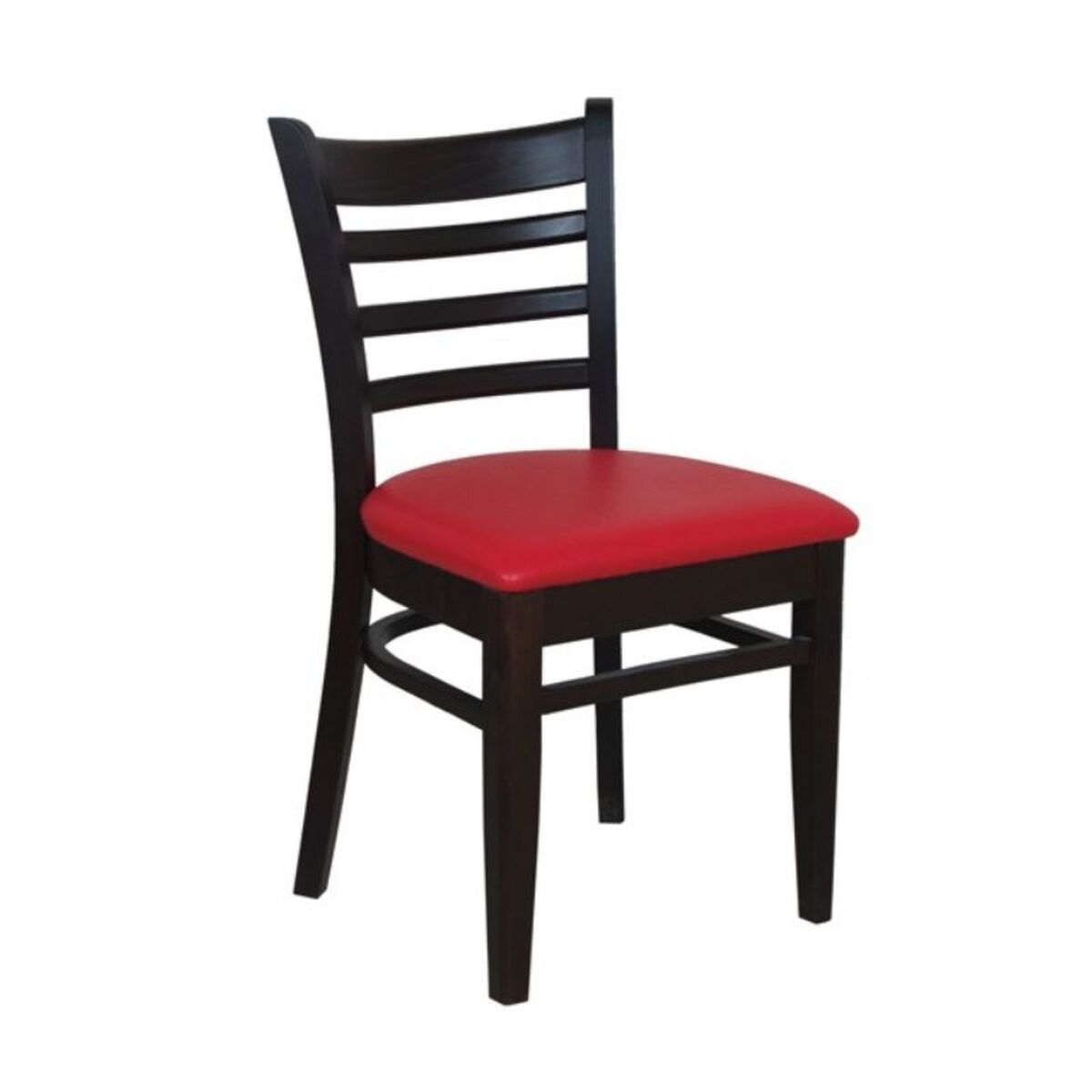 Chaise bistro en bois hêtre avec assise tapissée simili cuir rouge