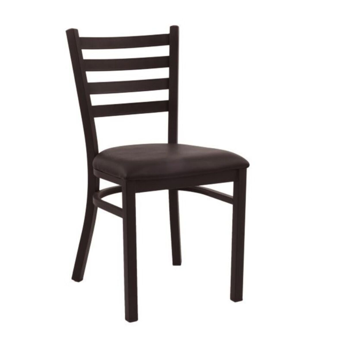 Chaise de bistrot en acier assise rembourré simili cuir coloris marron
