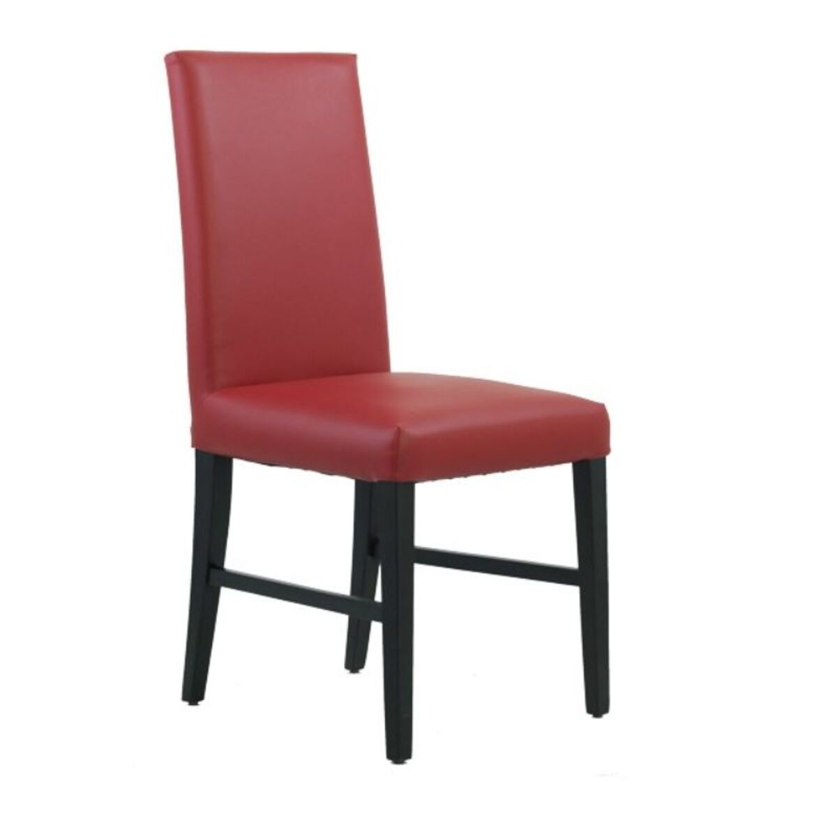 Chaise de restaurant avec dossier haut en bois hêtre simili cuir coloris rouge