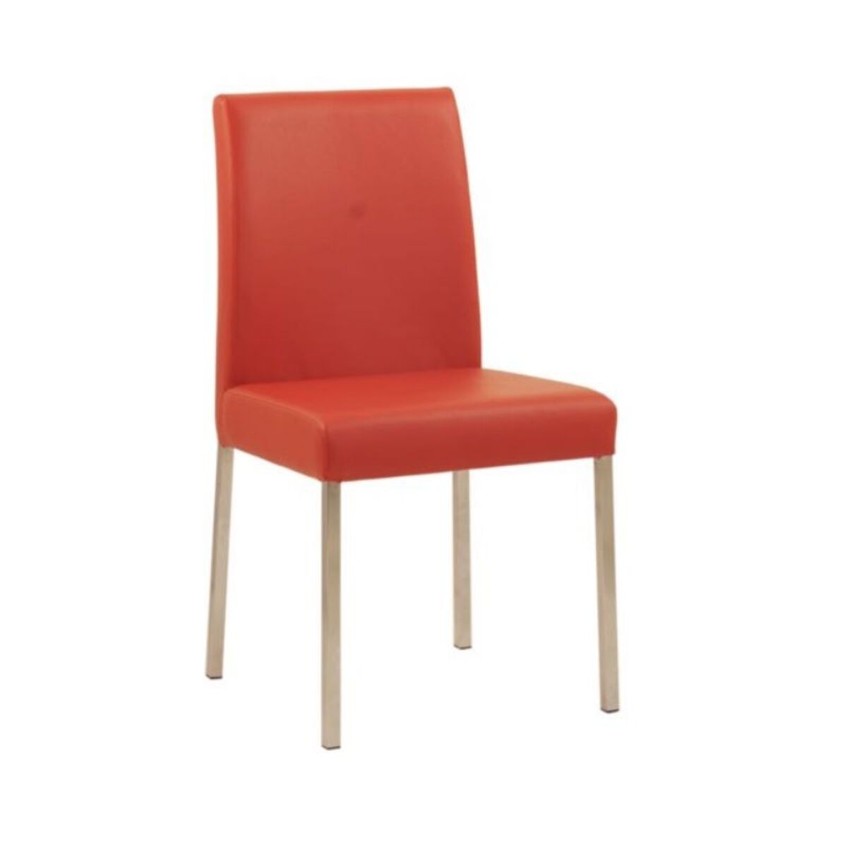 Chaise design de restaurant en acier assise et dossier rembourrés rouge