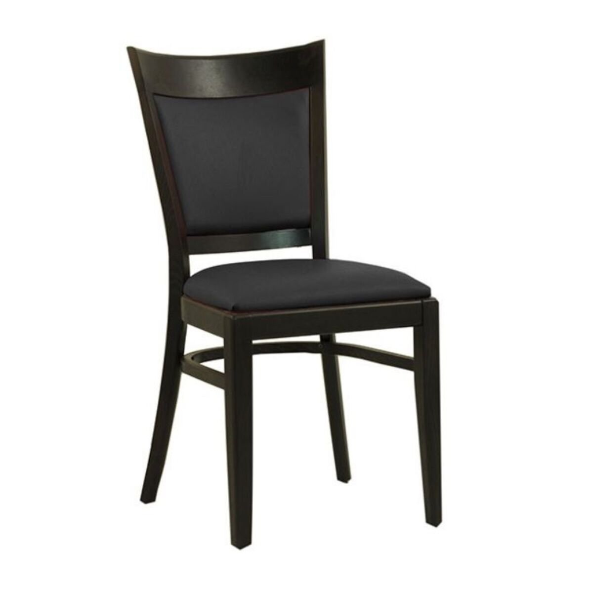 Chaise en bois avec assise et dossier rembourrés en simili cuir coloris noir