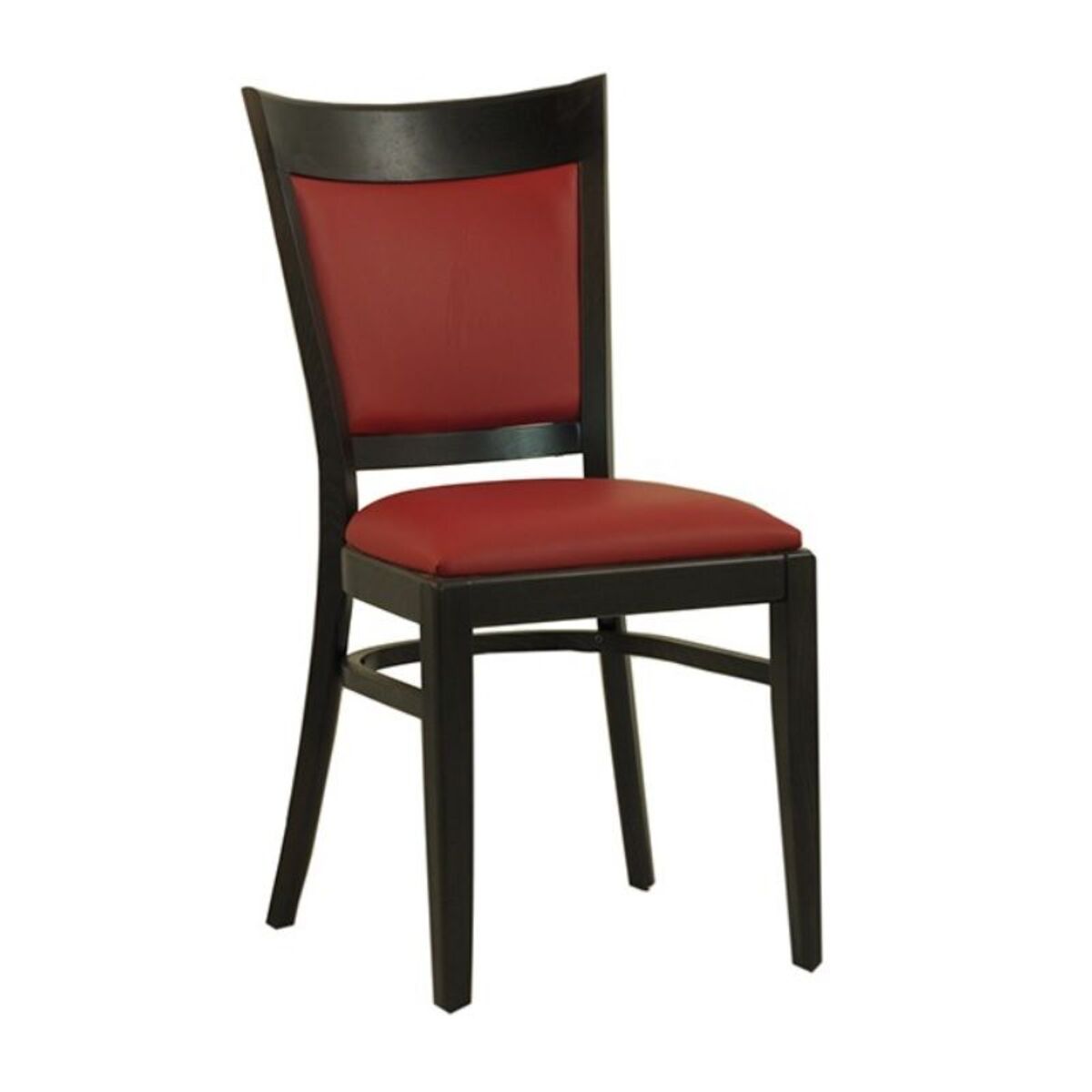 Chaise en bois avec assise et dossier rembourrés en simili cuir coloris rouge