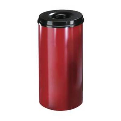Corbeille à papier auto-extinctrice, matériau acier inoxydable thermolaqué, 50 l, rouge / noir