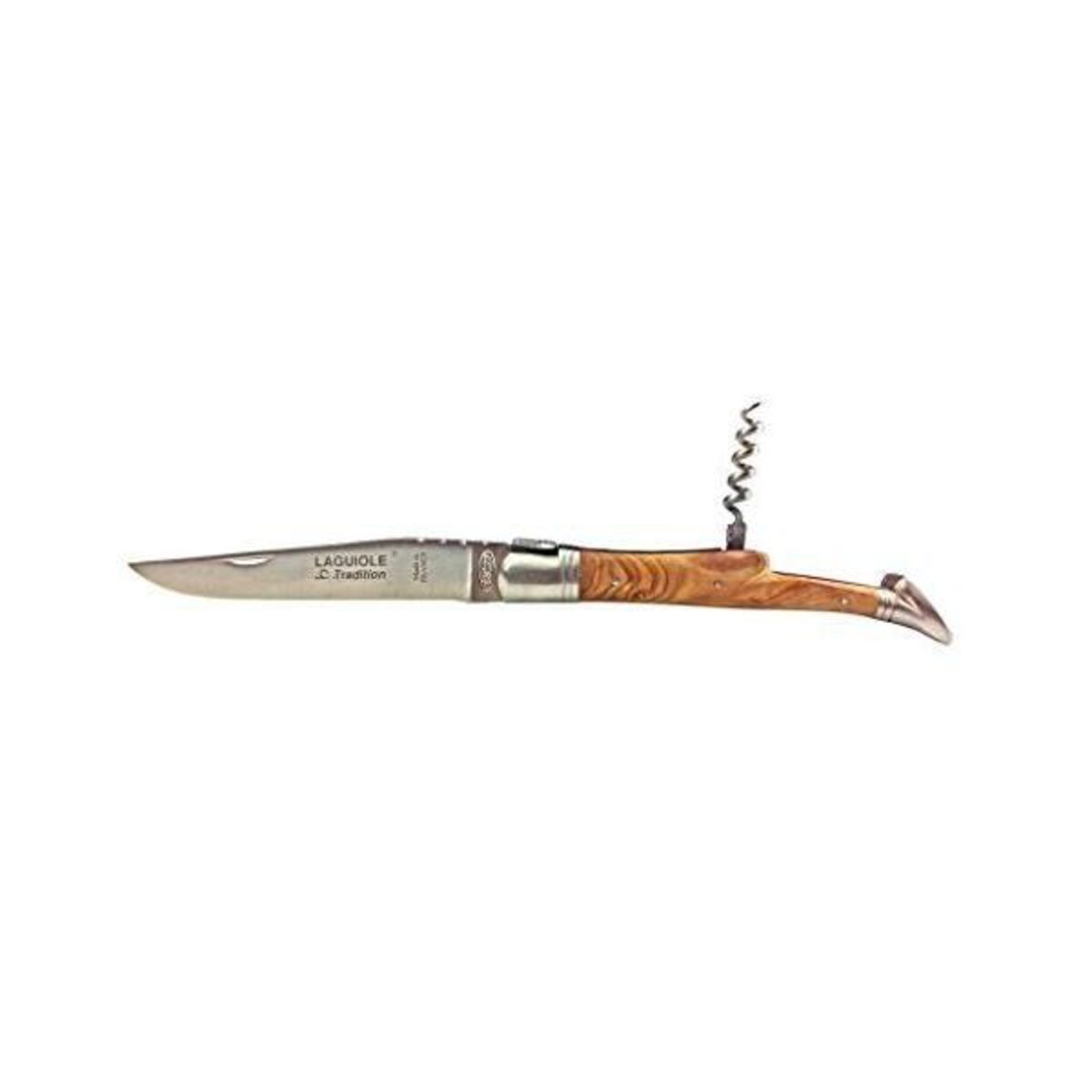 Couteau de poche acier inoxydable olivier 13x2,5x2,5 cm - laguiole tradition