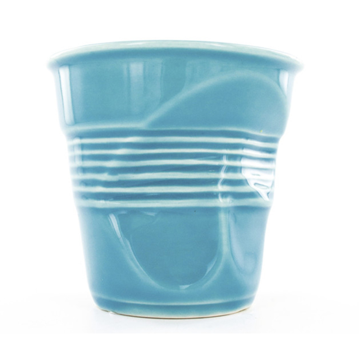 Gobelet froissé expresso en porcelaine couleur bleu turquoise Revol 8 cl