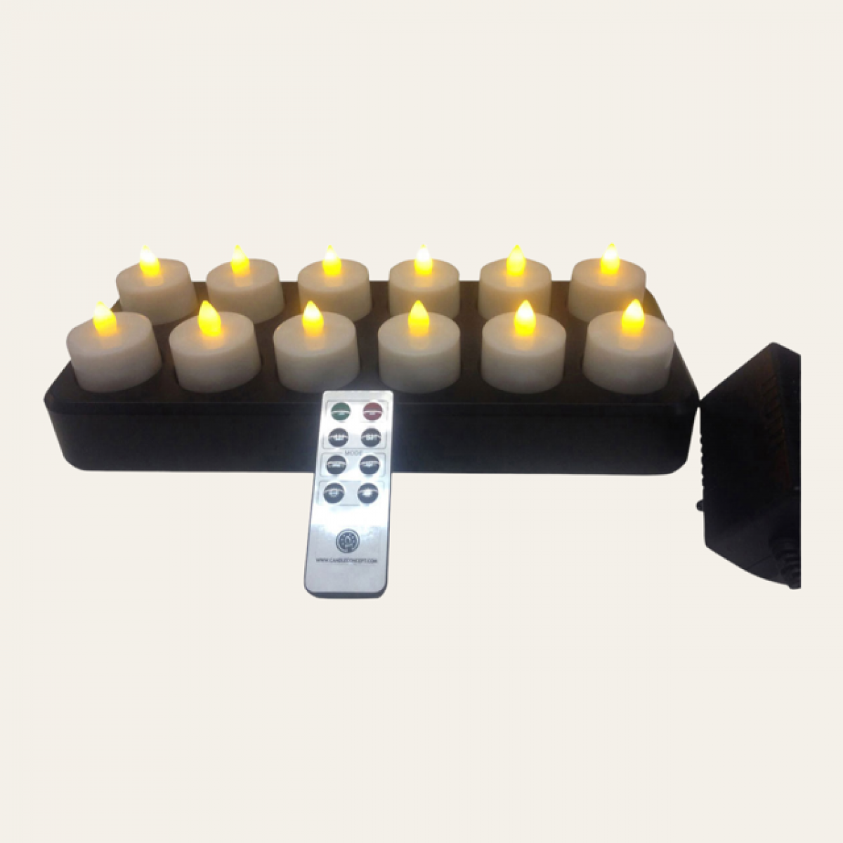 KIT 12 Bougies LED Rechargeables Ambre avec télécommande