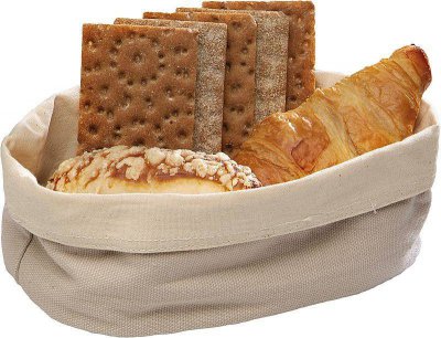 M&T Corbeille à pain en coton beige modèle oval 20 x15 cm
