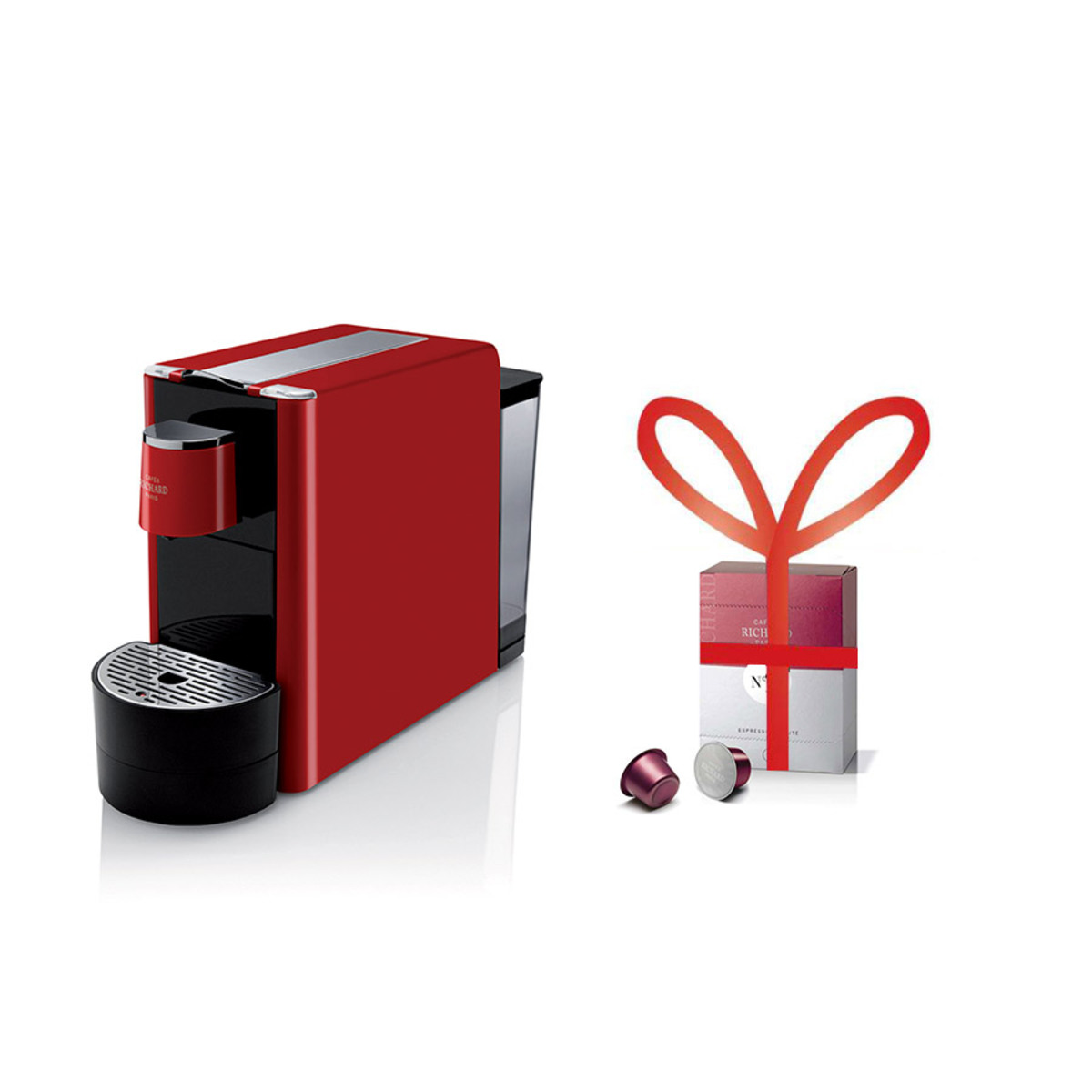 Machine Ventura rouge pour Capsules Premium Cafés Richard -  1 étui de 24 capsules premium N8 offert