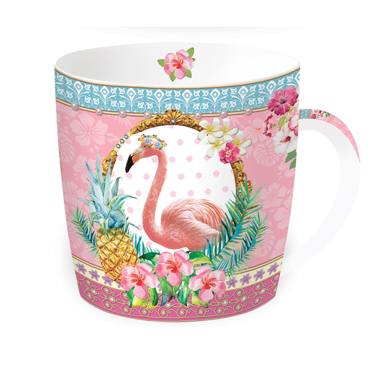 Mug Fancy flamant rose et sa boîte métal 35cl