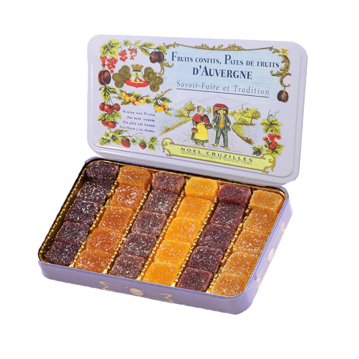 Pâtes de fruits assortiment Cruzilles boîte mauve 330g
