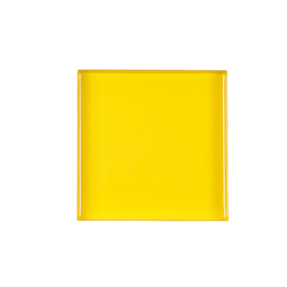 Plateau émaillé jaune 18x18 cm