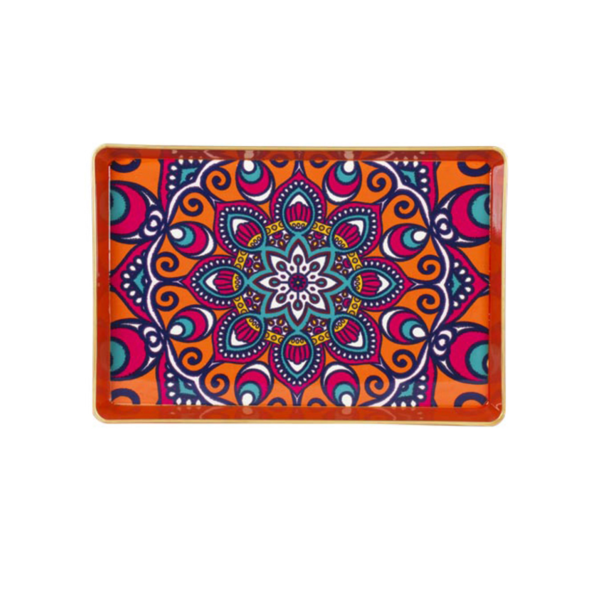 Plateau rectangulaire en mélamine orange motif Mosaik 31x21cm