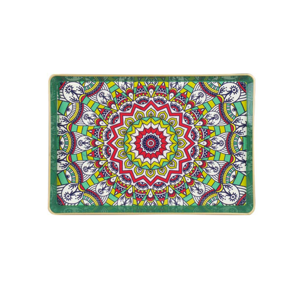 Plateau rectangulaire en mélamine vert motif Mosaik 31x21cm