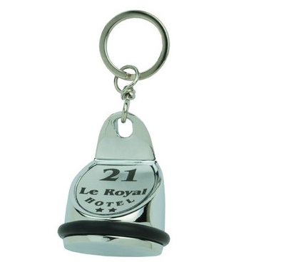 Porte-clés alu design boule petit modèle argent hauteur 60mm sur largeur à la base de 40mm | Gamme Alu Design