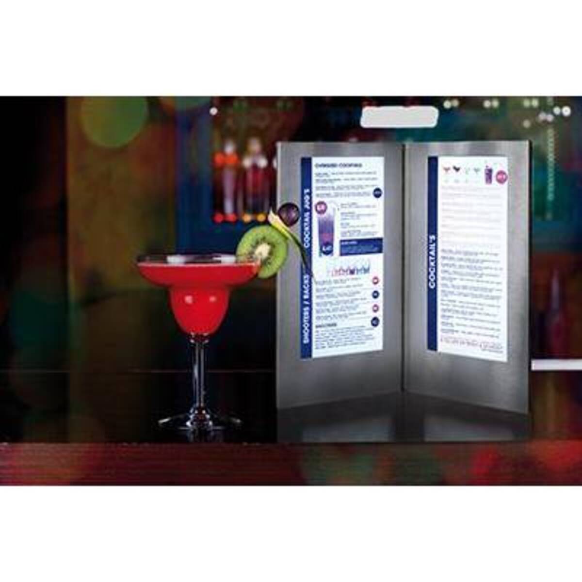 Protège menu et carte des cocktails LED long argent