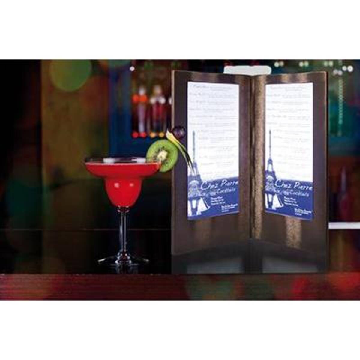 Protège menu et carte des cocktails LED long cuivre