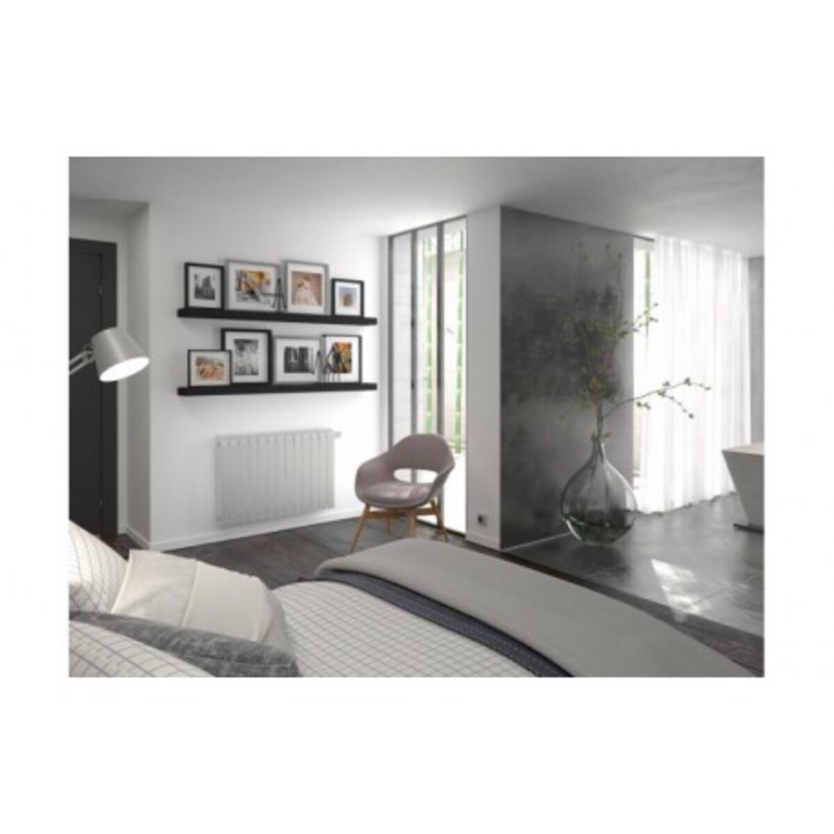 Radiateur thermor chaleur douce - mythik - thermor horizontal 1500 w blanc granit + étroit