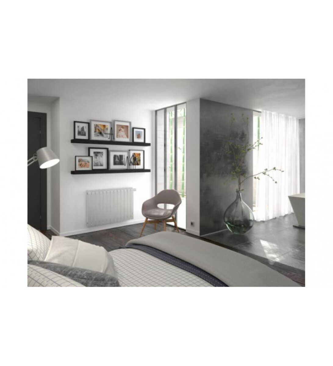 Radiateur thermor chaleur douce - mythik - thermor horizontal 1500 w blanc granit + étroit