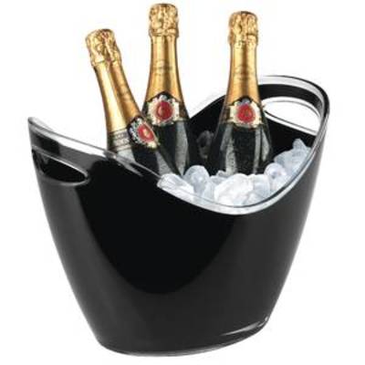 Seau à vin / champagne ovale, matériau acrylique, polystyrène, 35,0 cm x 27,0 cm x 25,5 cm, noir