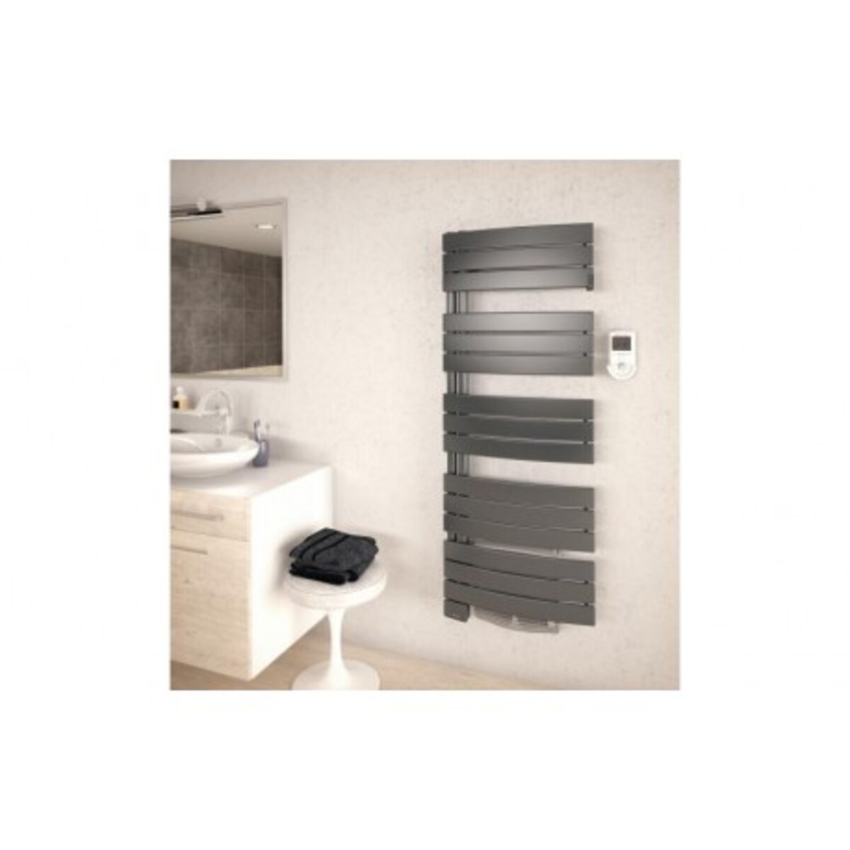 Sèche-serviettes - allure digital pivotant droite - thermor gris ardoise 500+1000
