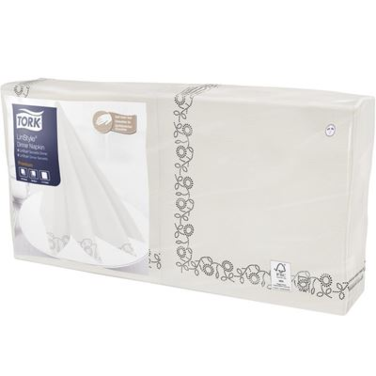 Serviette jetable décor noir H.39 x L.39 cm x 50 (vendu par 2) Tork