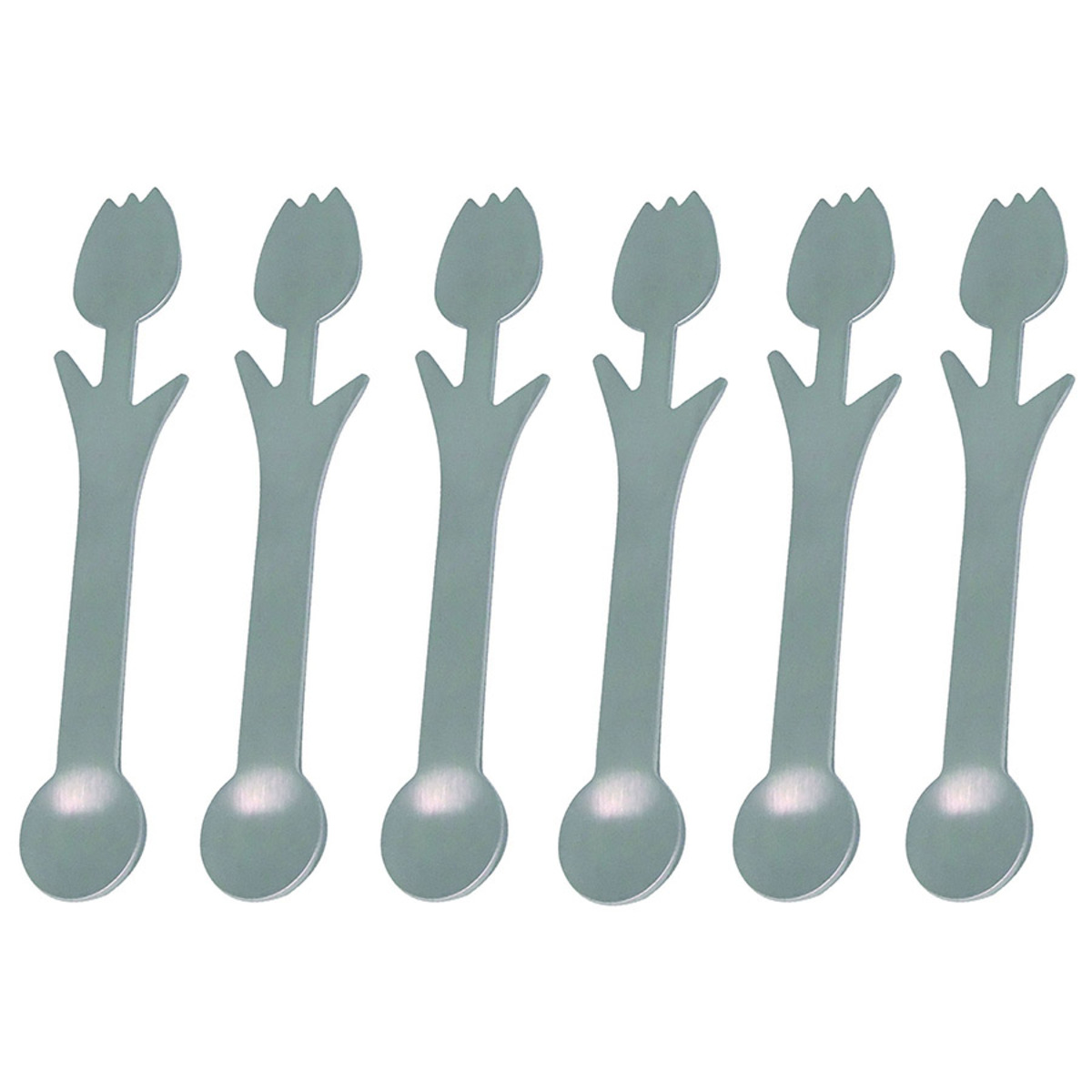 Set de 6 cuillères moka avec embout forme tulipes