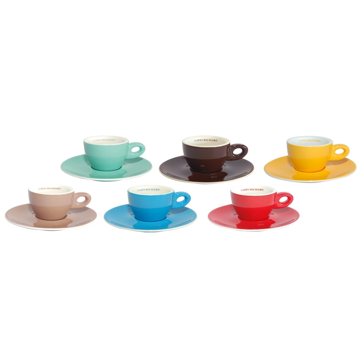 Set de 6 tasses et soucoupes cappuccino Barista couleur assorties Cafés Richard