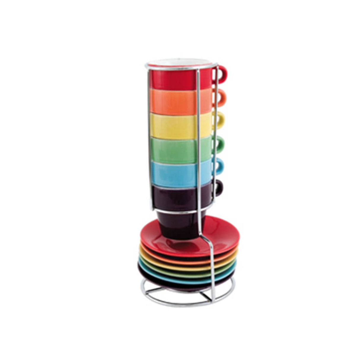 Set de 6 tasses et soucoupes expresso multicolores en céramique