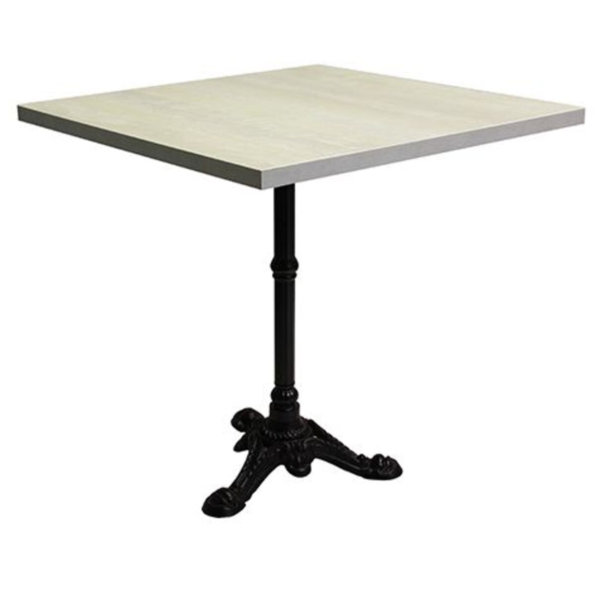 Table int. Pied fonte 3 branches bistrot & plateau tavola blanc 60x60 cm