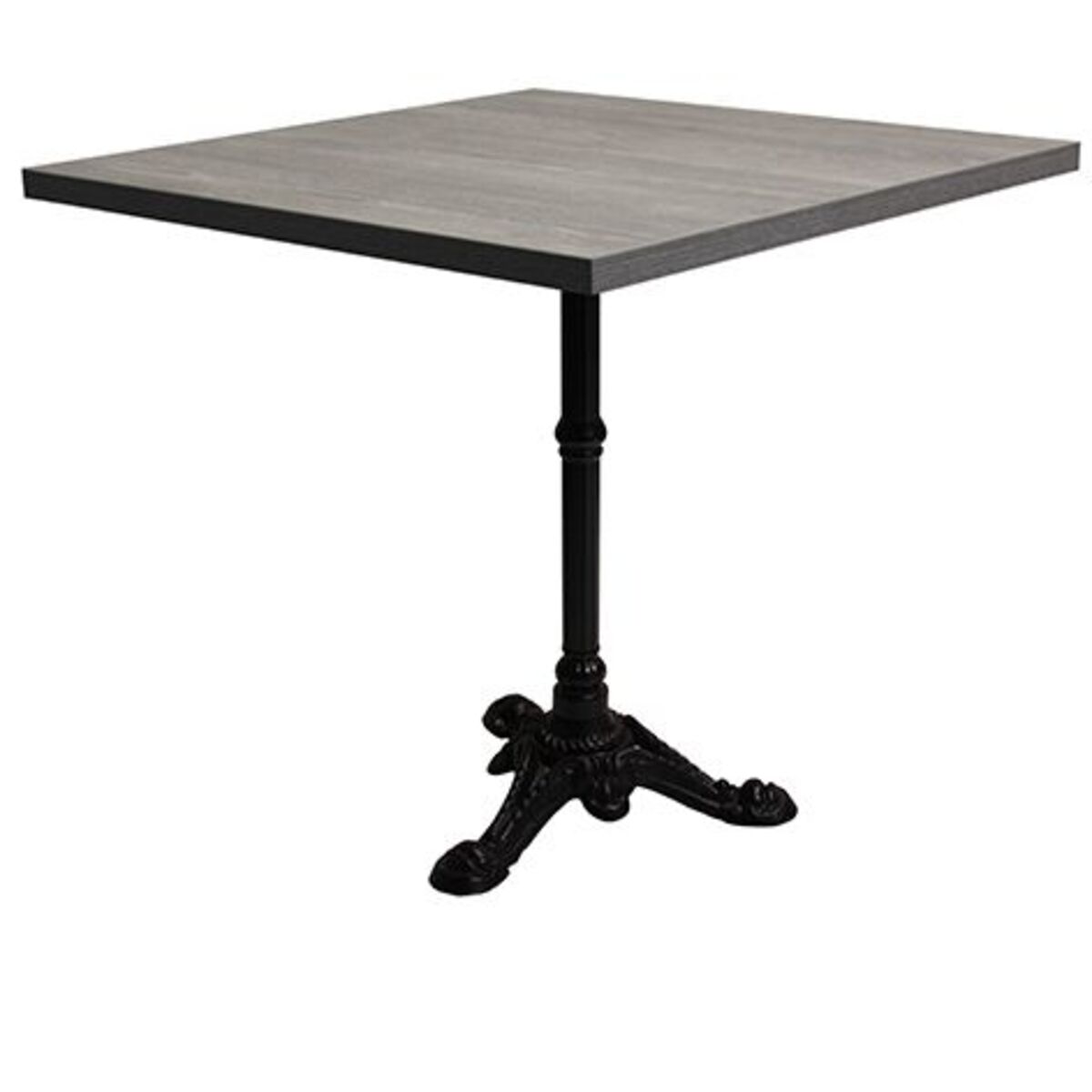 Table int. Pied fonte 3 branches bistrot & plateau tavola gris 60x60 cm