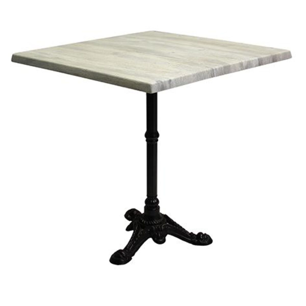 Table int. Pied fonte 3 branches bistrot & plateau werzalit blanc 60x60 cm