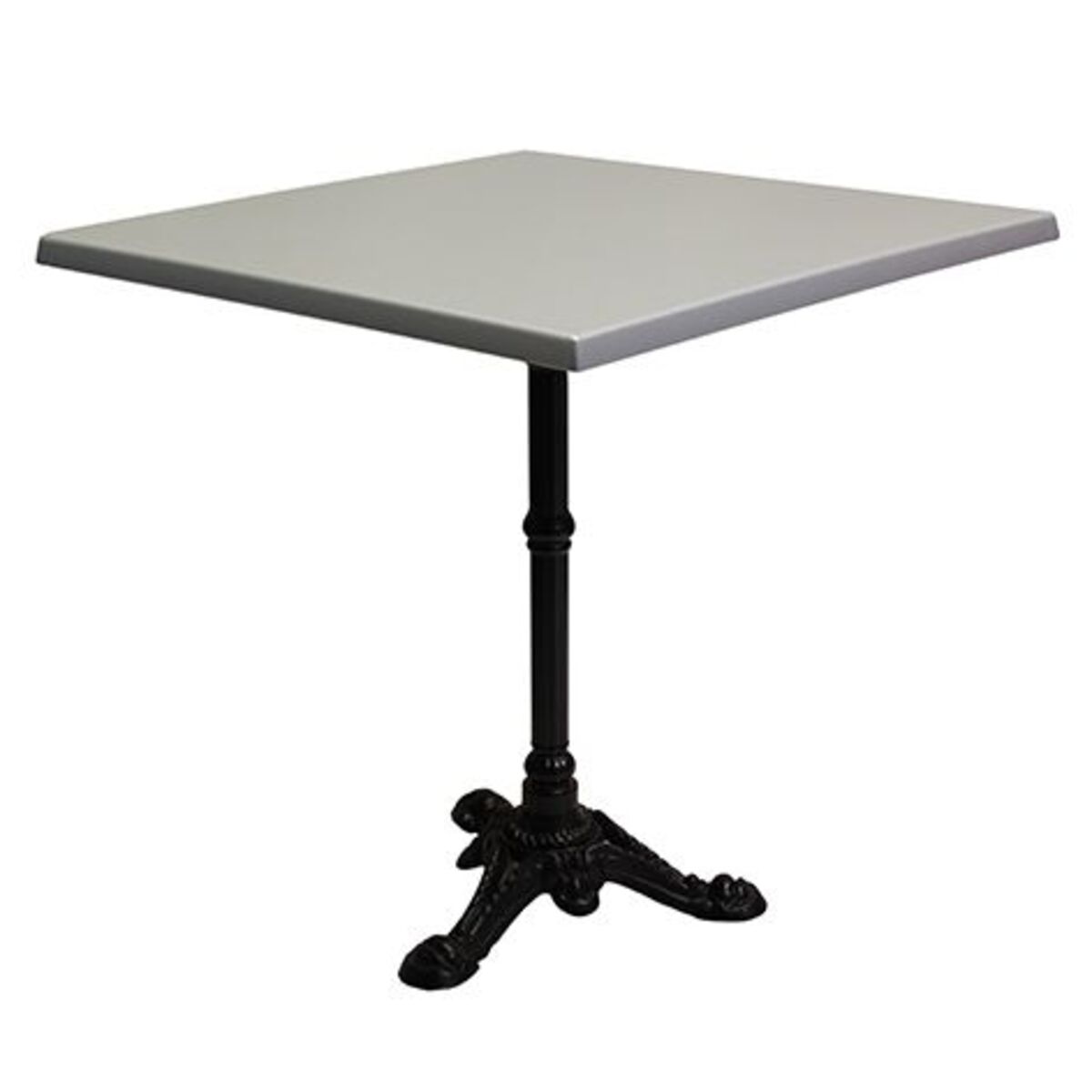Table int. Pied fonte 3 branches bistrot & plateau werzalit gris 60x60 cm
