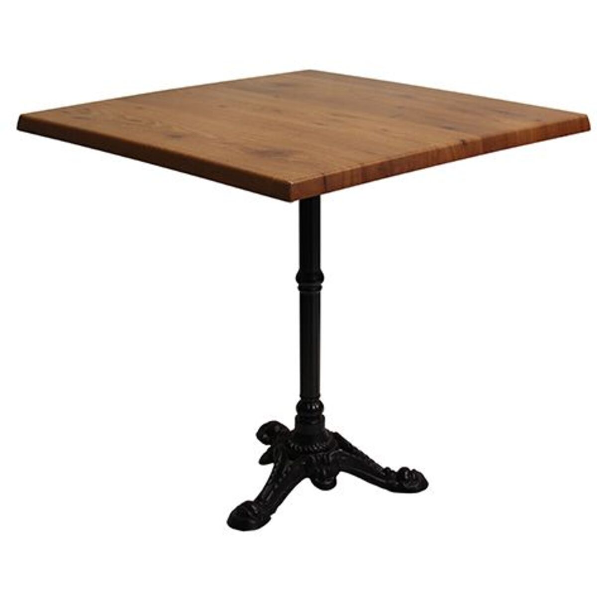 Table int. Pied fonte 3 branches bistrot & plateau werzalit pin 60x60 cm
