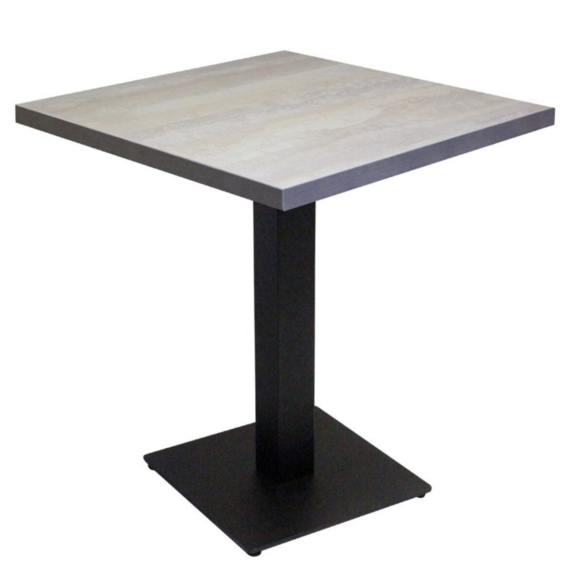 Table intérieure pied noir base carrée & plateau tavola blanc 60x60 cm