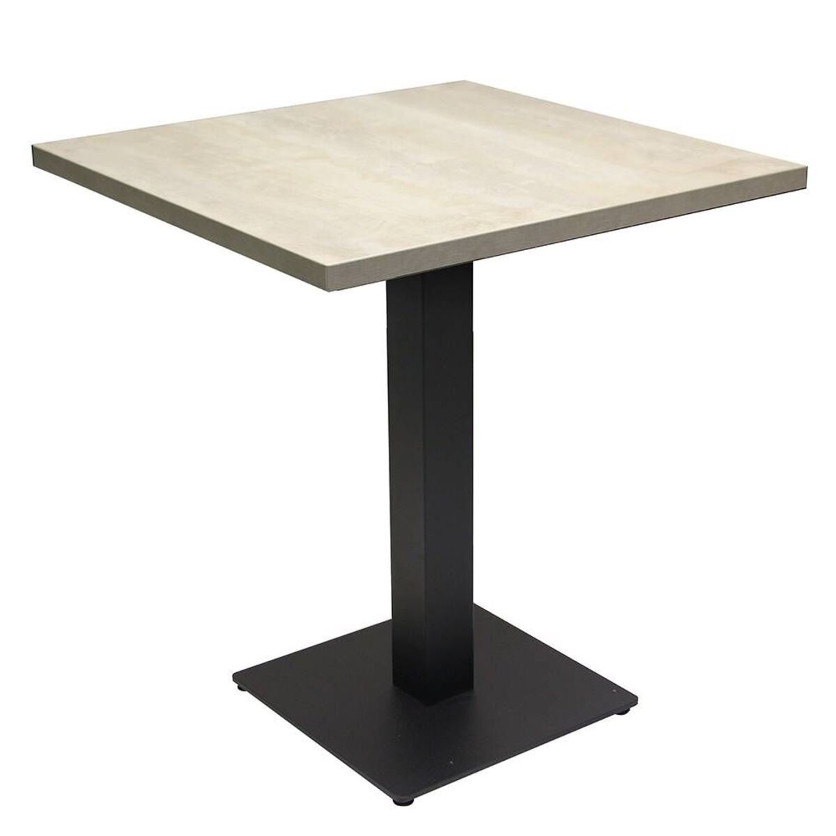 Table intérieure pied noir base carrée & plateau tavola blanc 70x70 cm