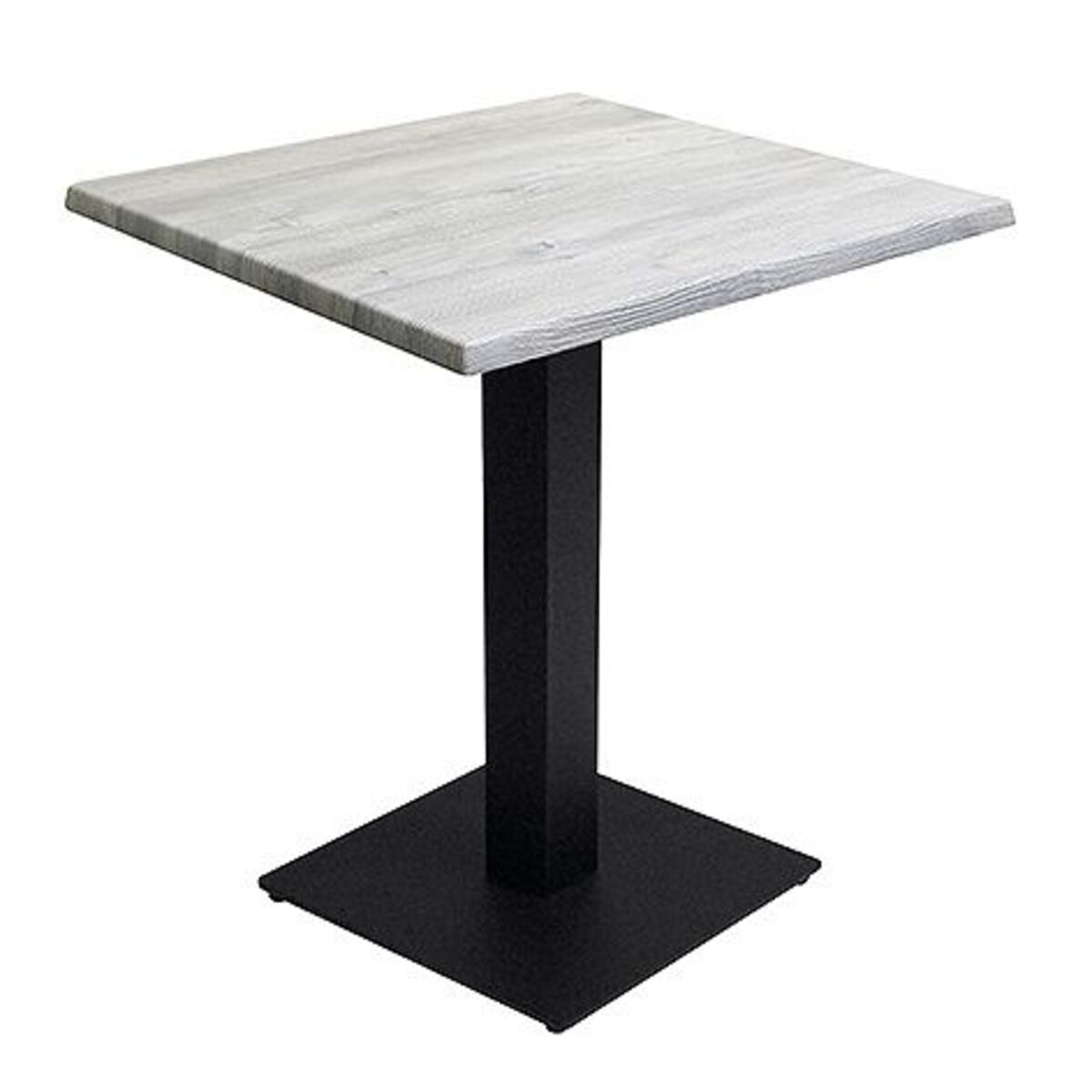 Table intérieure pied noir base carrée & plateau werzalit blanc 60x60 cm