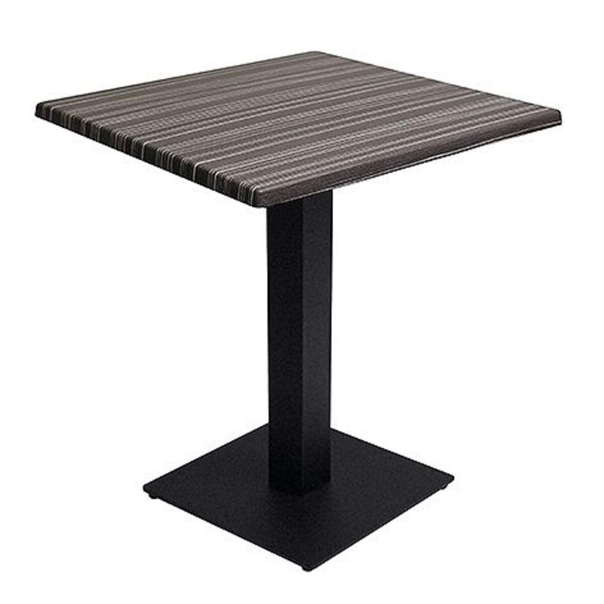 Table intérieure pied noir base carrée & plateau werzalit noir 60x60 cm